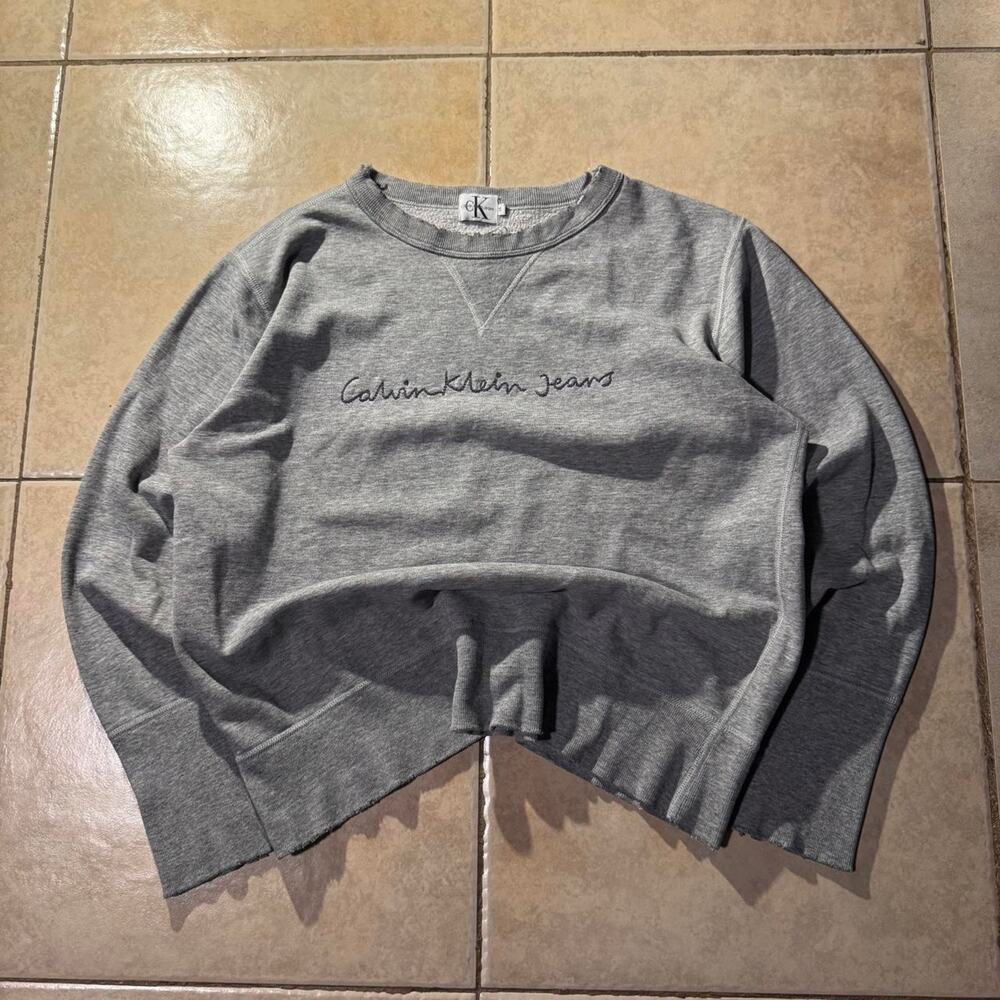 Vintage 90s calvin klein distressed grey crewneck Size S in Mens